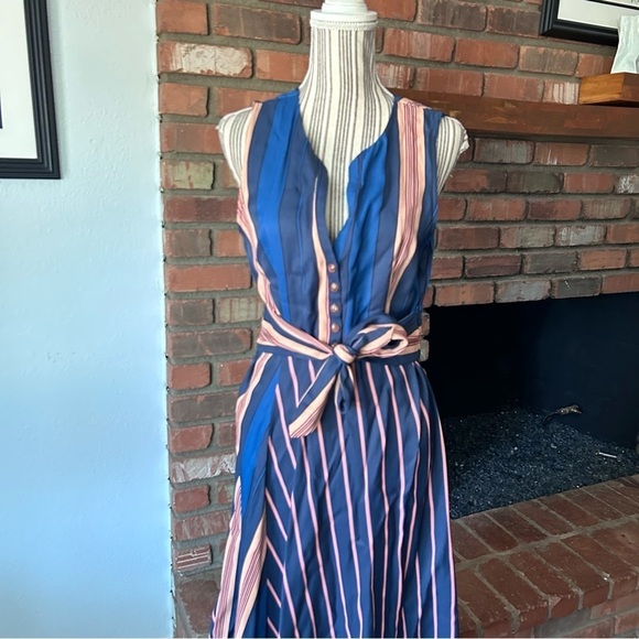 Anthropologie Maeve Atlanta Mixed Media Striped Midi Dress Sz S - Picture 3 of 8